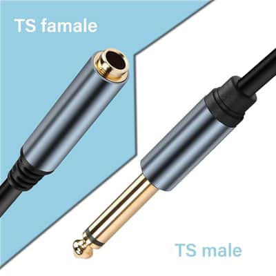 2 Pcs 6.35mm Mono Audio Cable,1/4 Inch TS Mono Male to Female Adapter,Guitar Extension Cable Cord,Gold Plated Audio Cable Stereo Extender for Amplifiers,Guitar Amp,Piano or Mixing Console(30CM) image 3