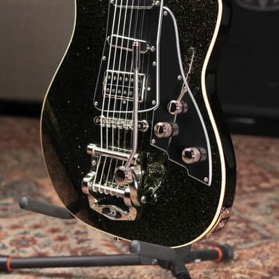 Duesenberg Paloma Baritone Electric Guitar - Black Sparkle with Gig Bag image 4