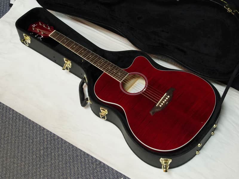 B.C. RICH BC3 acoustic electric GUITAR new Trans Red w/ CASE - Fishman image 1