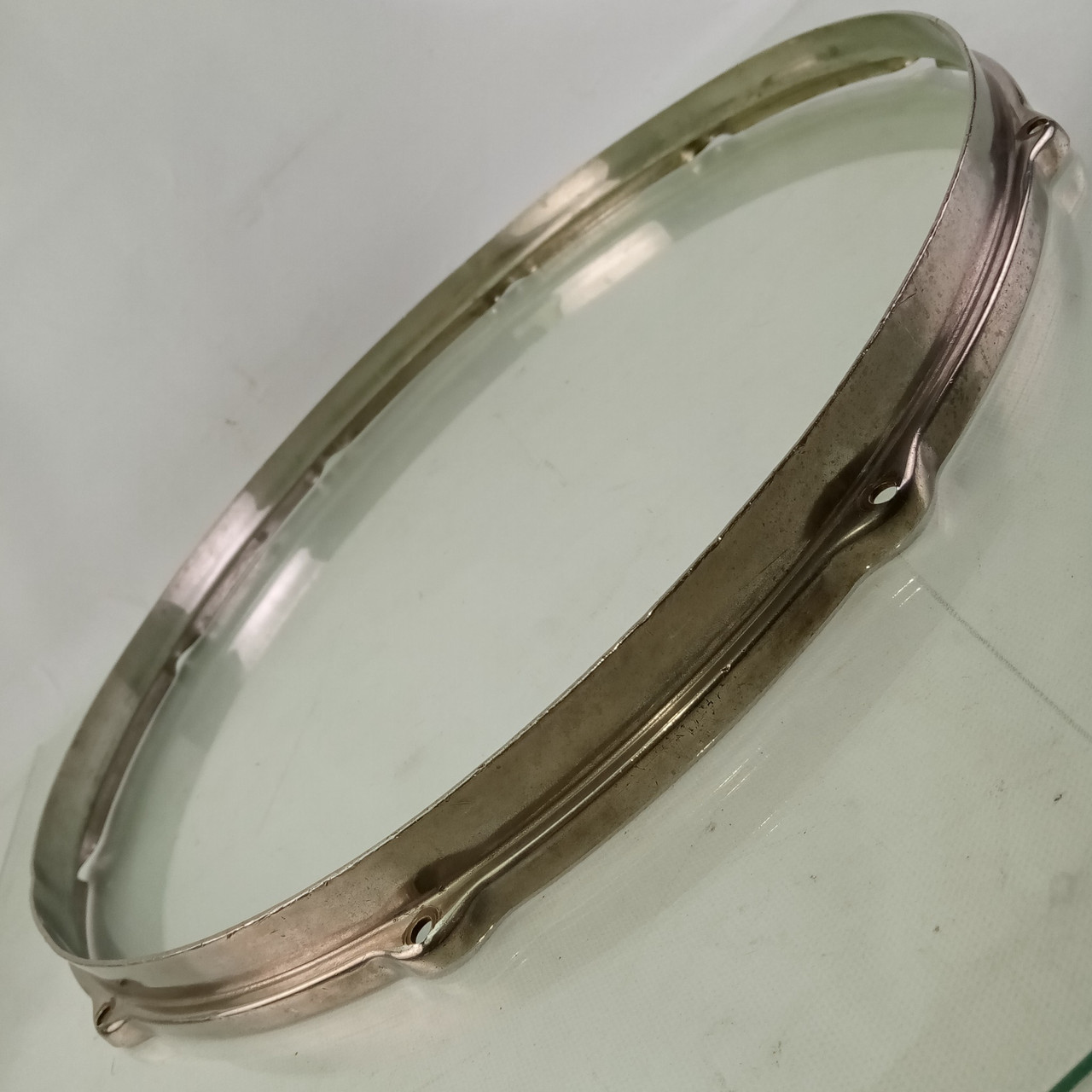 Leedy 16"10Lug Snare Drum Batter Rim/Hoop Vintage 20s Nickel Brass NOB Floor Tom — main photograph