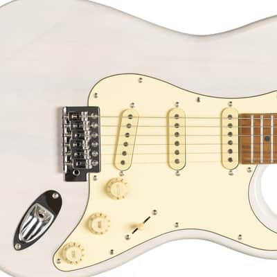 STAGG VINTAGE SERIES S-55 STRAT SSS GUITAR / SEE THRU WHITE BLONDE image 1