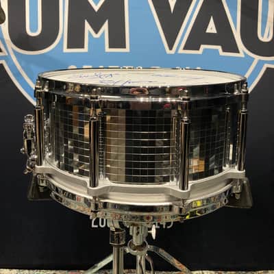 Eric Singer's KISS, David Frangioni Collection, Pearl 14x6.5" "Mirror Ball" Free Floater Snare Drum, Signed by all members of KISS! image 9