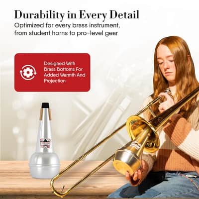 Denis Wick Straight Mute for Bass Trombone or Tenor Horn, 5509 - Hand-Spun Aluminum Mute with Natural Cork, Brilliant Tone, Intonation & Tight-Bell Fit for Practice or Performance image 7