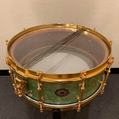 1928 Slingerland Fancher Model 5.5x14 Snare Drum in Sea Green Pearl image 9