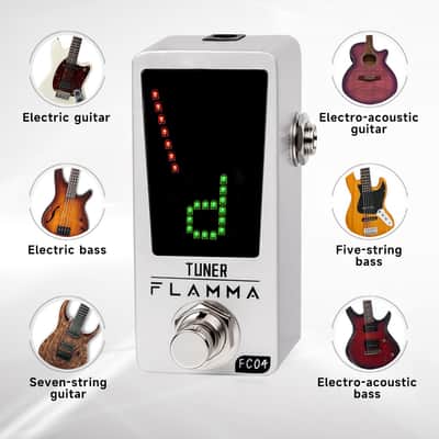 FLAMMA Tuner Pedal FC04 Chromatic Guitar Tuner Pedal, Tuning Pedal for High Precision 1 Cent with Pitch Indicator for Guitar and Bass, True Bypass image 4