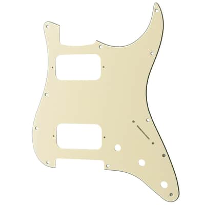 11 Holes Round Corner HH Strat Pickguard 2 Humbuckers for American/Mexican Fender Standard Stratocaster Electric Guitar, 3Ply Cream image 1
