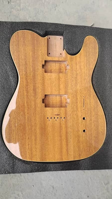 Natural Finish Mahogany Telecaster Tele Style Guitar Body with Black Binding image 1