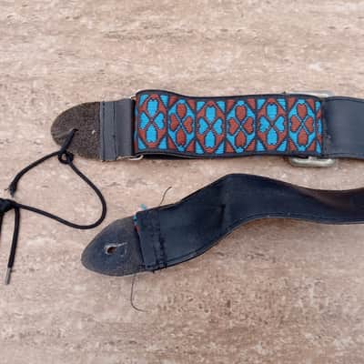 Vintage 1970's Ace-Style Guitar Strap! Blue, Red Heart Pattern, Metal Buckle! Original Case Candy! image 5