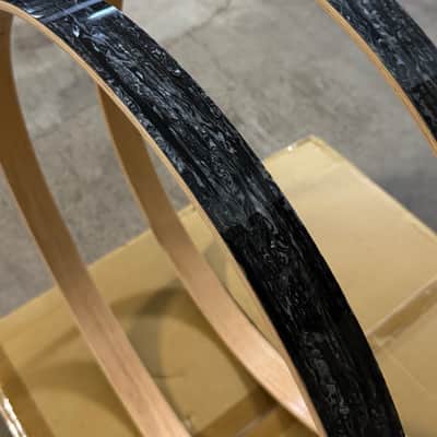 23” Classic Maple Bass Drum Hoops Pair - Vintage Black Oyster image 12