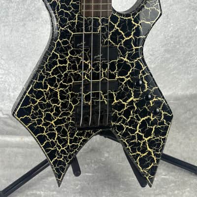 Late 1980's B.C. BC Rich NJ Series Warlock bass guitar in white crackle finish image 17