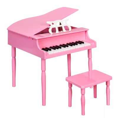 Classic 30-Key Baby Grand Piano Toy for Toddlers | Vibrant Wooden Piano with Bench | Perfect Birthday Gift for Children Ages 3-8 (Hot Pink) image 1