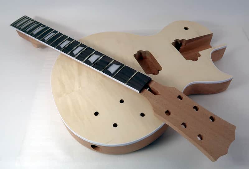 Select Stock Flame Top Mahogany Body + Trap Inlay Mahogany Neck RAW DIY Custom Ready BLEM image 1
