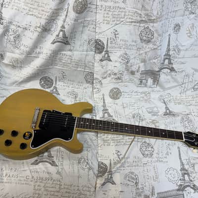 Epiphone Inspired by Gibson Custom Shop '60 Les Paul Special Double Cutaway TV Yellow Gibson Style Open Book Headstock image 10
