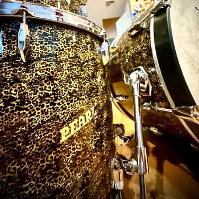 Pearl 60s Mahoghany drum set Leopard wrap 13,16,22 - Evans USA heads image 2