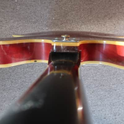 Vintage 1966 Vox Cougar V214 Bass Guitar Cherry Red Very Clean With Case 6/7 Condition Lots Of Finish Checking image 19