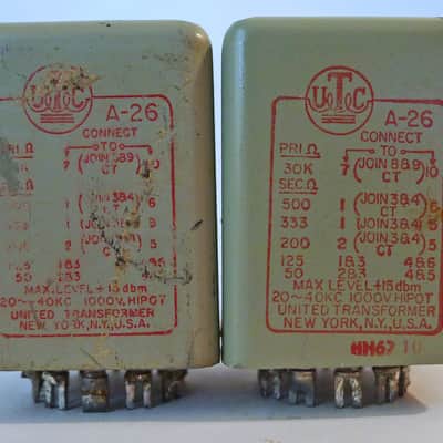 Pair of UTC A 26 Transformers For Fairchild 660 and Universal