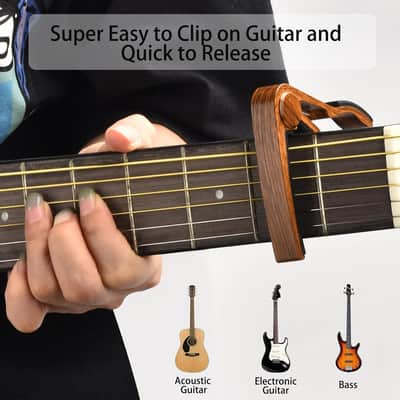 Guitar Capo Set | Acoustic Guitar Capo with Clip-On Tuner | Guitar Picks & Accessories Kit | Quick Release Capo for Guitar Bass Violin Ukulele image 2