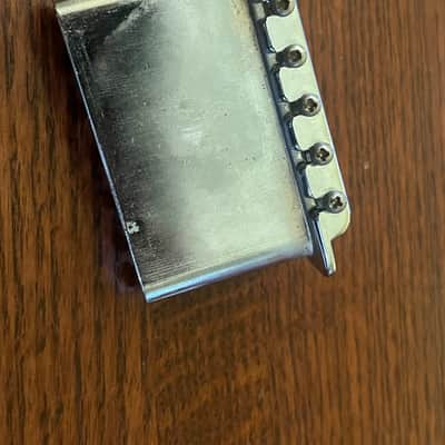 1970s Fender Stratocaster guitar tremolo bridge stamped saddles image 3