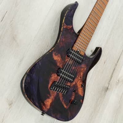 Legator X Series Ninja X7F Multi-Scale 7-String Guitar, Roasted Flame Maple Fretboard, Magma image 2