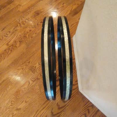 Ludwig (2) vintage 20 inch super classic/downbeat silver sparkle bass drum hoops 1960s excellent! image 3