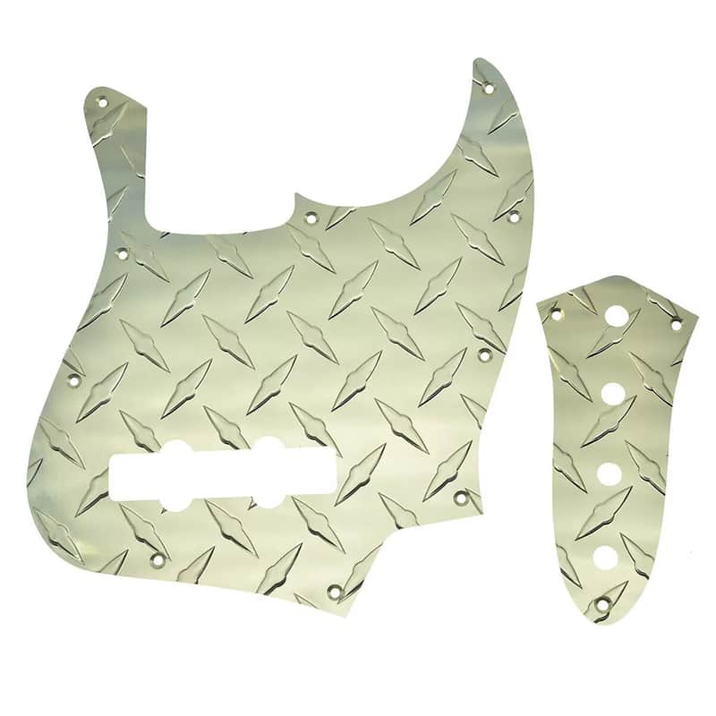 Jazz Bass Diamond Plate Metal Pickguard and Control Plate - Gold image 1
