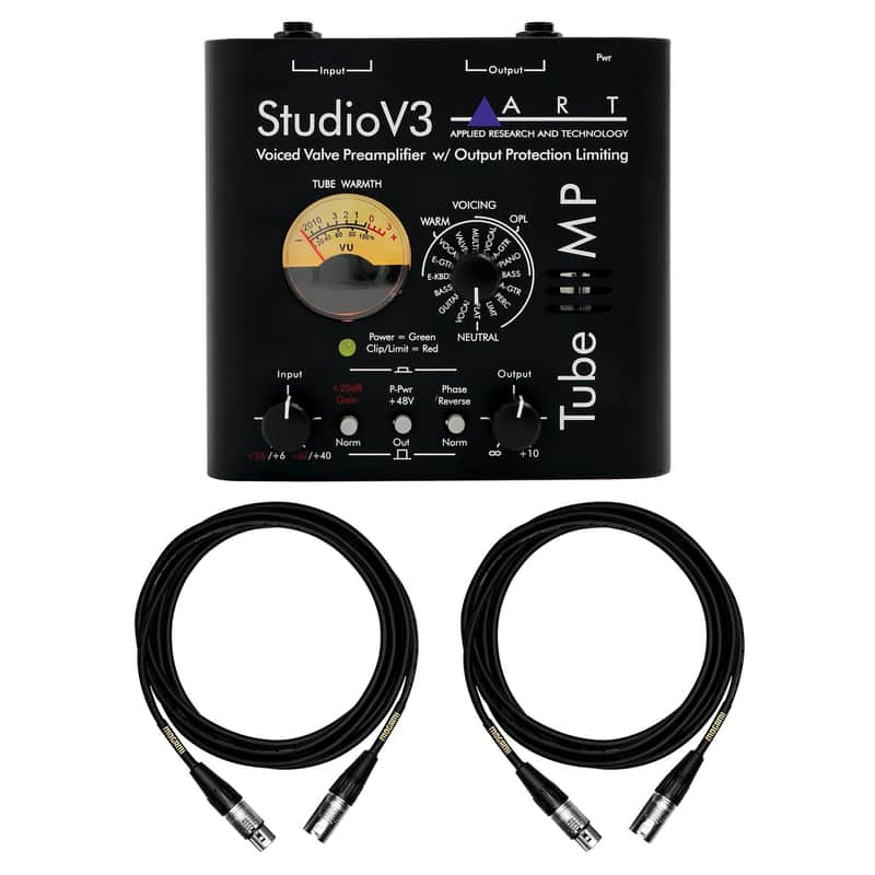 ART Tube MP Studio V3 Microphone Preamp Bundle with 2 15-foot XLR Mogami Cables image 1