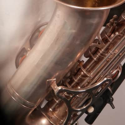 King Zephyr vintage silver alto saxophone with case and mouthpiece Serviced image 12