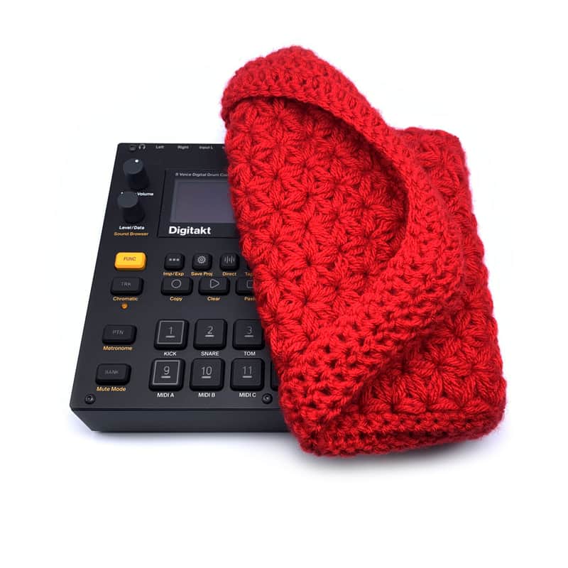 Jasmine stitch crochet dust cover for Elektron Digitakt and Digitone - Red image 1