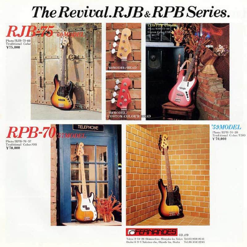 1982 Fernandes The Revival Jazz Bass RJB-75 '60 Japan nitro