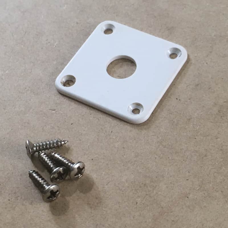 Vintage Spec Les Paul Output Jack Plate Gibson Light Relic Aged White Jack Plate + 4 Screws image 1