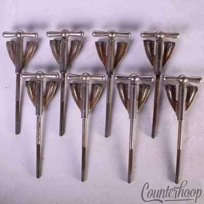 Ludwig 8x Bass Drum Long Bow-Tie Tension T-Rods+Claws 5 1/4"Nickel 50s Club-Date image 1