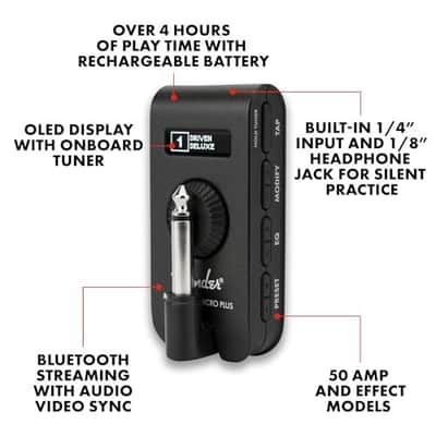 Fender Mustang Micro Plus Headphone Amplifier, Bluetooth Audio Streaming and 50 Amp and Effects Models, with 2-Year Warranty image 2