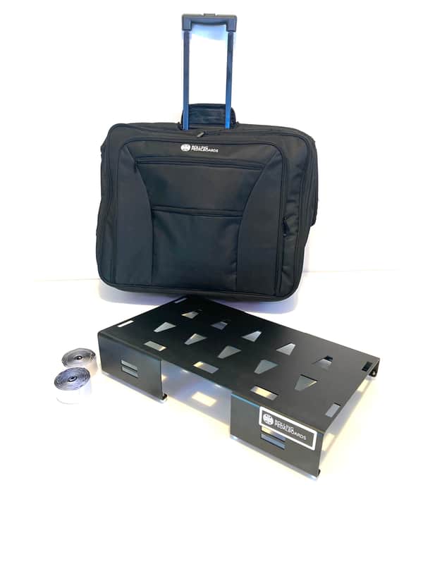 Large Aluminum Pedalboard with Rolling Case 14.5" x 22" Hook & Loop Rolling Pedalboards with wheels image 1