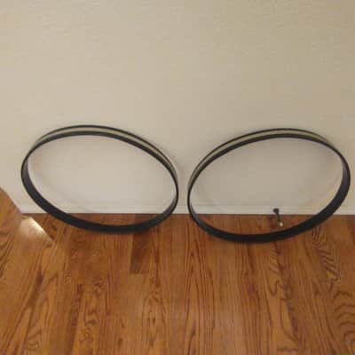 Ludwig (2) vintage 20 inch super classic/downbeat silver sparkle bass drum hoops 1960s excellent! image 5