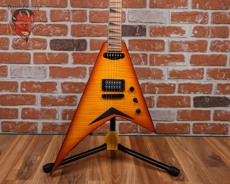 Jackson USA Custom Shop RR1 HS TOM Rhoads Flame Maple Slab Top Amber Lager Burst 2025 w/OHSC image 1