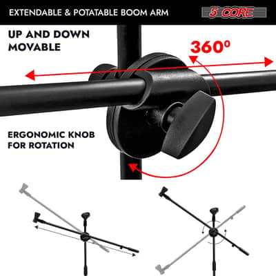 5Core Tripod Mic Stand Adjustable Heavy Duty Floor Holder Microphone Boom Arm image 4