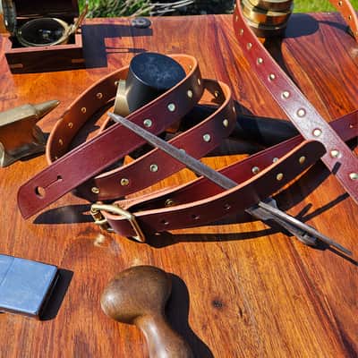 Leather guitar strap - Solid brass rivets & Buckle, Top grain leather [SOLD, MORE MADE TO ORDER] image 3