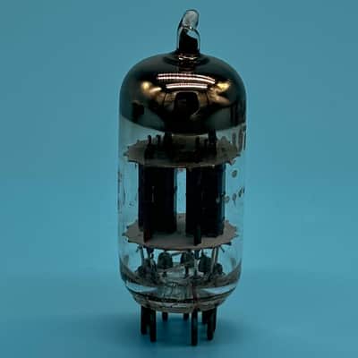 1960s General Electric 12AU7A ECC82 Vintage GE Black Plate Halo Getter Tube!T318 image 5