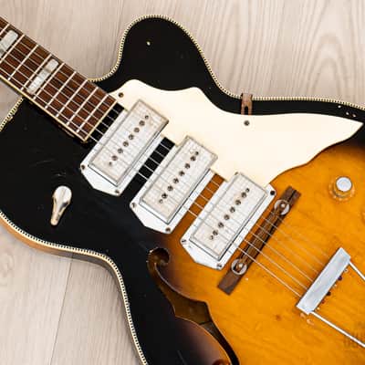 1960s Kay Swingmaster K763 Vintage Hollowbody Guitar w/ Kleenex Box Pickups, Case image 7