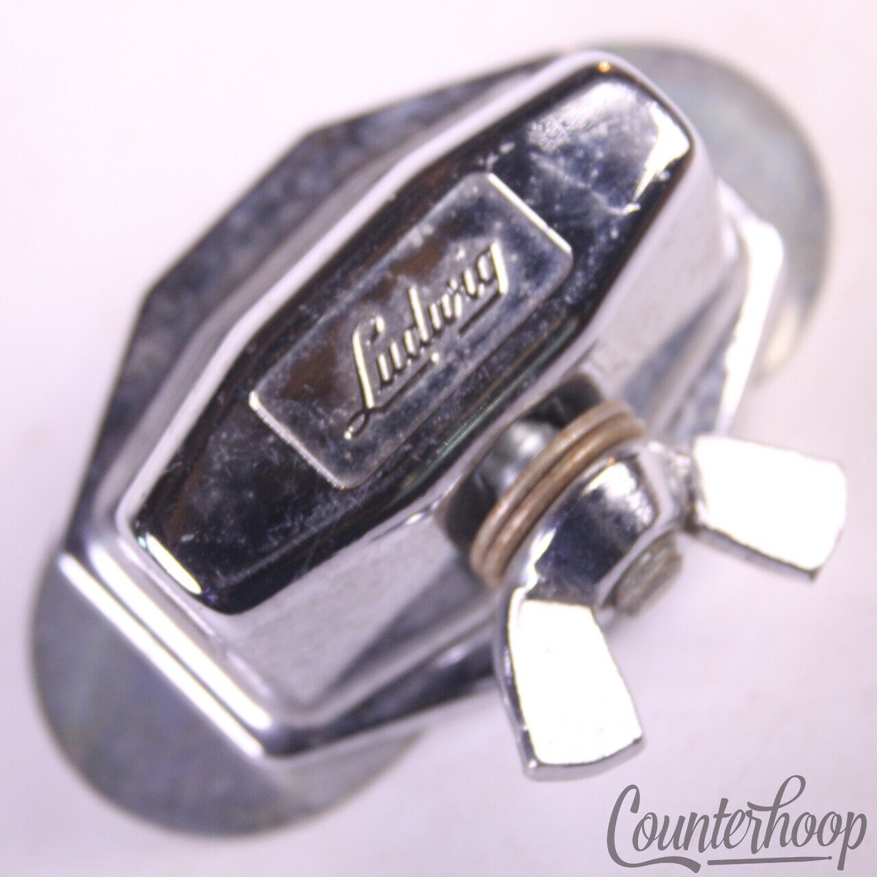 Ludwig Floor Tom Leg/L-Arm/Bass Drum Spur Mount Chrome Vintage 60s-70s Wing-Nut — main photograph