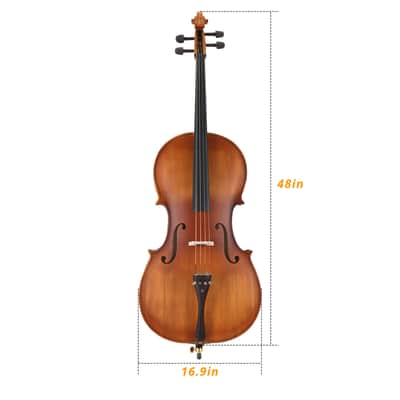 Cxxss Full Side 4/4 Matte Natural Color Spruce Panel Cello with Bag Bow Rosin Bridge Strings image 2