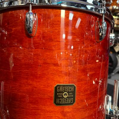 ~NEW!~ Gretsch USA Custom 4-Piece 10/12/16/22 Drum Kit Set in Burnt Orange Gloss Lacquer with Square Badges image 7