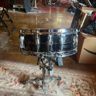 One Ludwig LB418 Black Beauty 5x14" w/Padded Bag and Extra Heads - 10-Lug Brass Snare Drum 1994 - 2016 - Black Nickel-Plated image 2