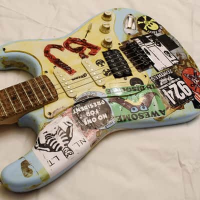 Billie Joe Armstrong Blue Electric Guitar BJ Replica Relic and Gig Bag Green Day image 15
