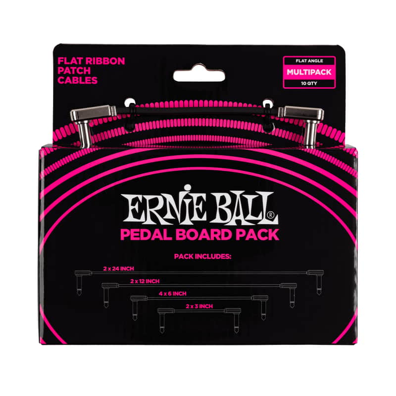 Ernie Ball Flat Ribbon Patch Cables Pedalboard Multi-Pack - Black image 1