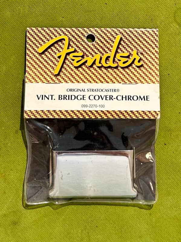 Fender Original Stratocaster Vintage Bridge Cover – Chrome – New Old Stock image 1