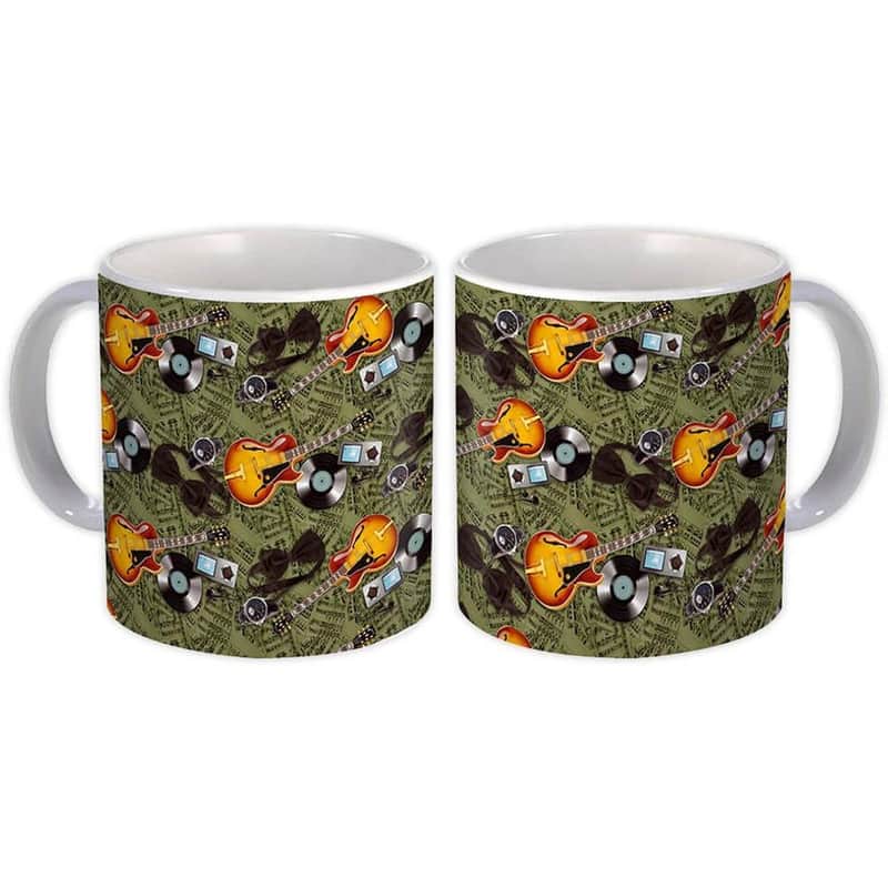 Music Note Sheets : Gift Mug Watch Guitar Tie For Father Husband Pattern Rock Decor image 1