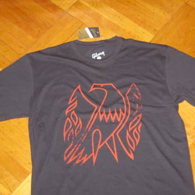 new A+ (with hang tag) genuine Gibson Firebird T-Shirt M (Medium), Black with Red Graphic, 60% Cotton / 40% Polyester - short sleeve GIBS-GA-FBBMM (GA-FBBMM) UPC # 711106533896 image 8