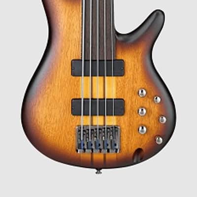 Ibanez SRF705 BBF Bass Workshop Fretless 5 String Electric Bass. Brown Burst Flat image 2