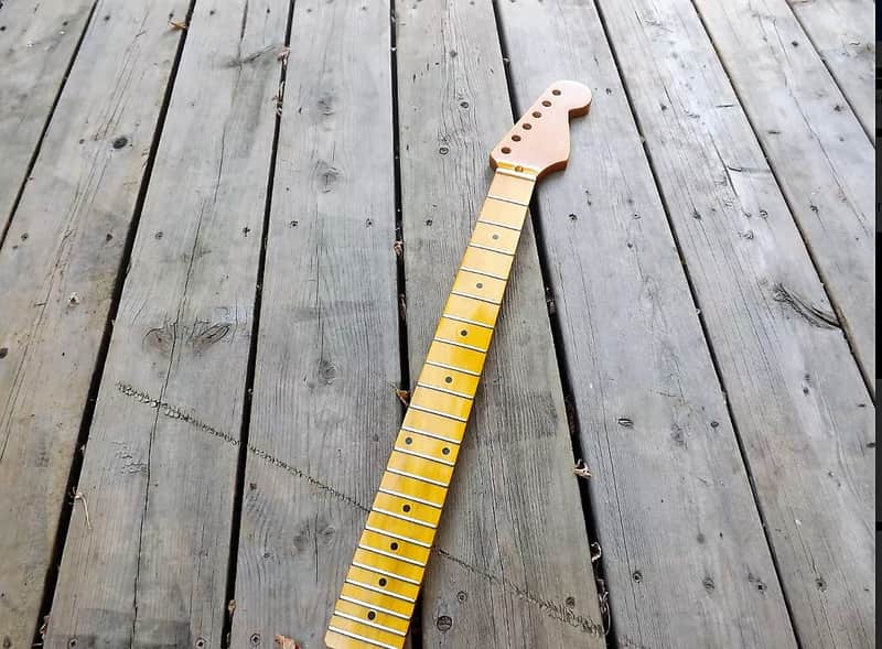 Canadian maple guitar neck  steel frets corian nut strat neck shred neck, fits oem image 1